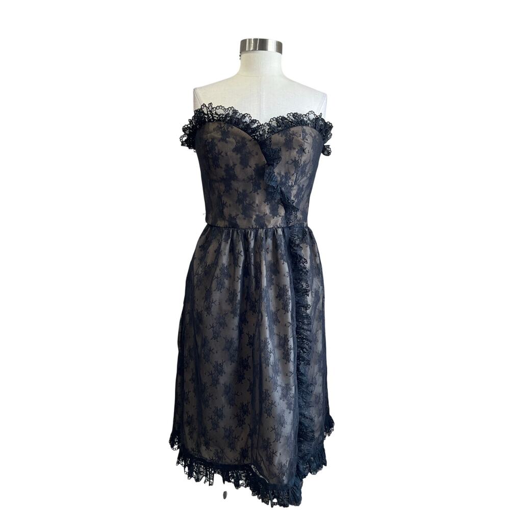 Victor Costa Vintage Strapless Lace Dress Whimsigoth Gothic Romantic 12